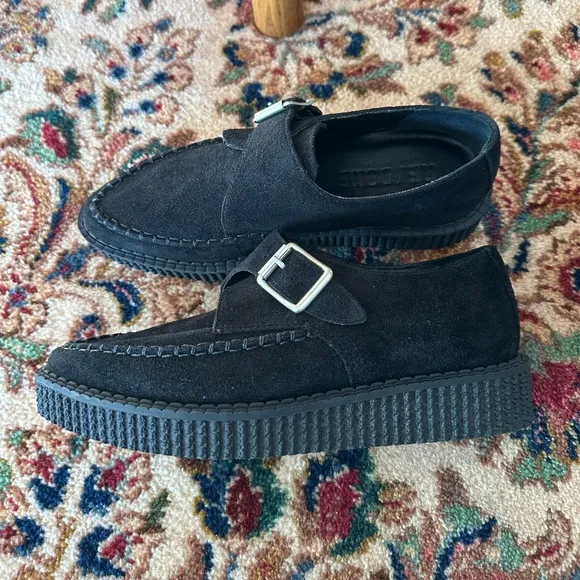 Re/Done Black Suede Platform “Creeper” Shoes Sz 36