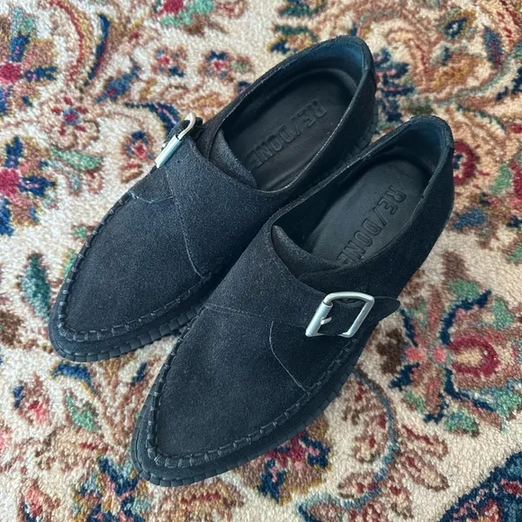 Re/Done Black Suede Platform “Creeper” Shoes Sz 36