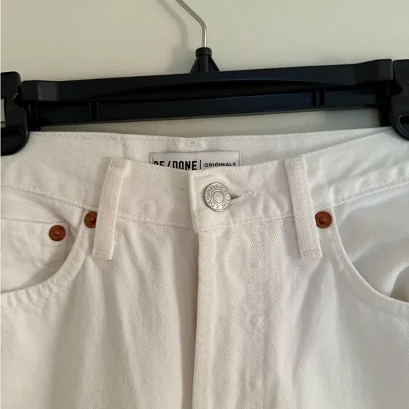 Re/Done High Rise Stove Pipe White Denim