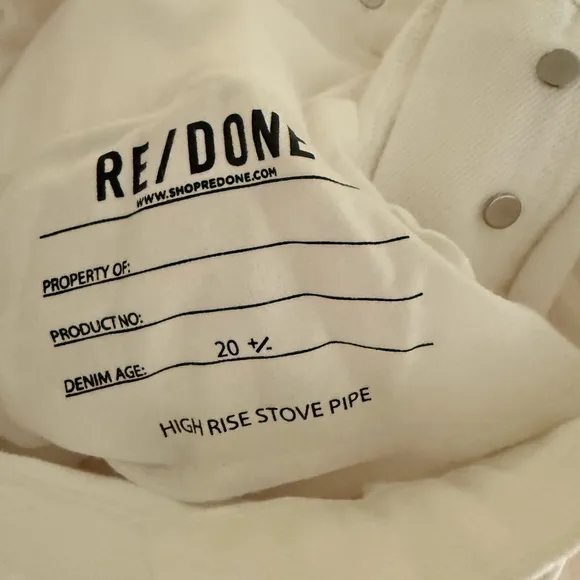Re/Done High Rise Stove Pipe White Denim