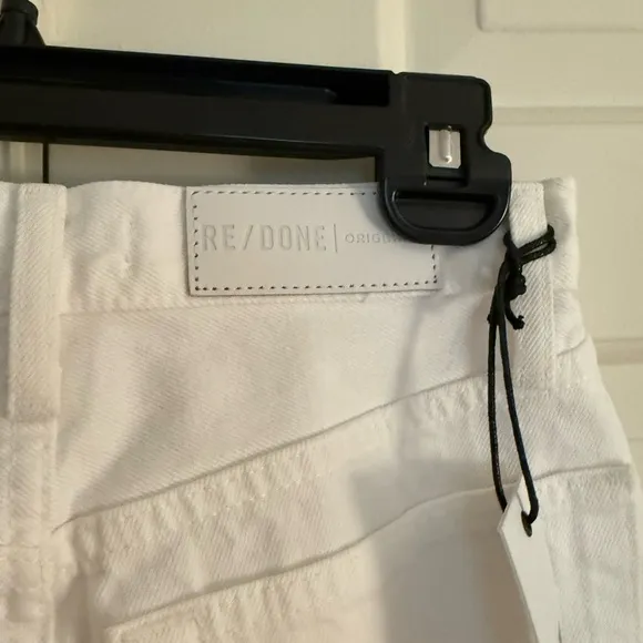 Re/Done High Rise Stove Pipe White Denim