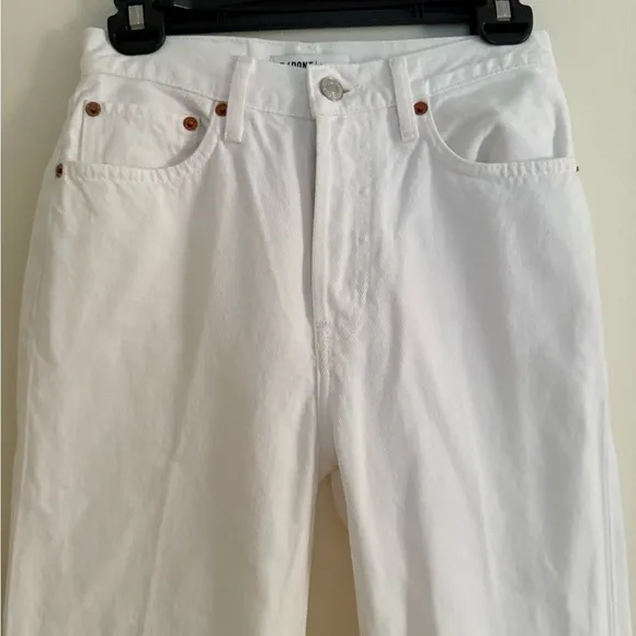 Re/Done High Rise Stove Pipe White Denim