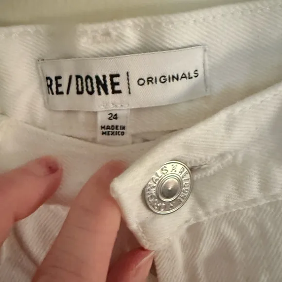 Re/Done High Rise Stove Pipe White Denim