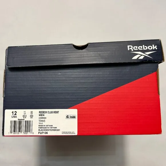 Reebok Black &quot;Club Memt&quot; Classic Tennis Shoes