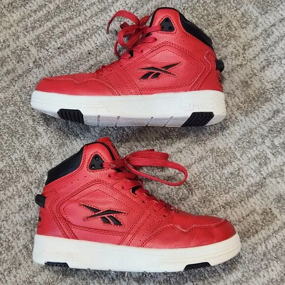 Reebok boys basketball mid-top red sneakers shoes size 1 youth