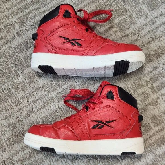 Reebok boys basketball mid-top red sneakers shoes size 1 youth