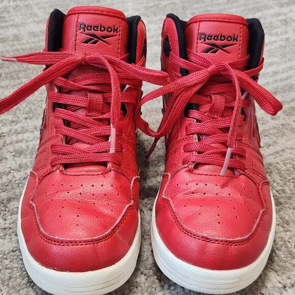 Reebok boys basketball mid-top red sneakers shoes size 1 youth