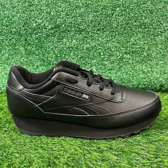 Reebok Classic Renaissance Mens 10‎ Black Leather Shoes Sneakers Low Top NEW