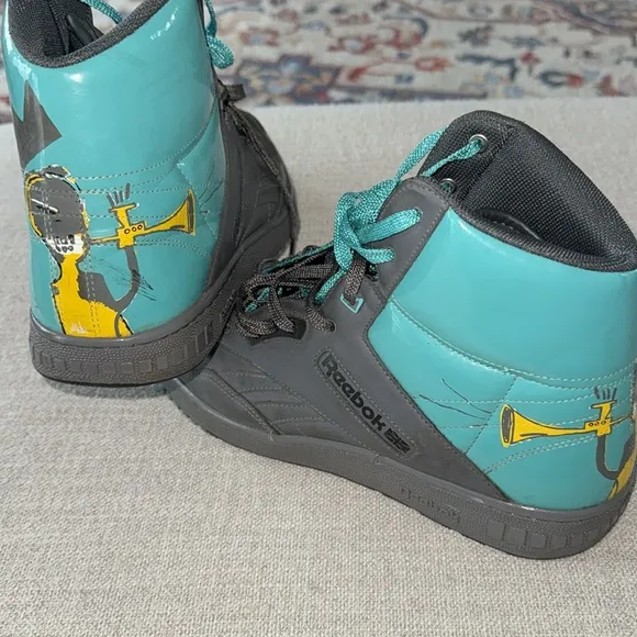 Reebok Jean Paul Basquiat-Size 12. Teal/Gray/Yellow. Gently Used. Great Cond