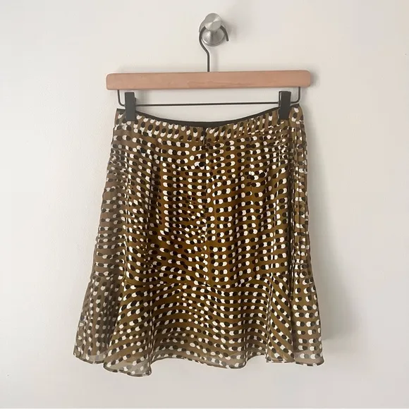 REISS Ellie Spot Print Flippy Skirt in Khaki