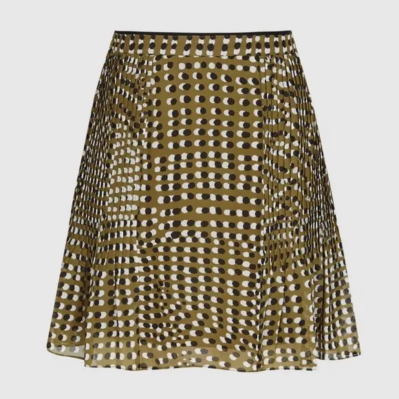REISS Ellie Spot Print Flippy Skirt in Khaki