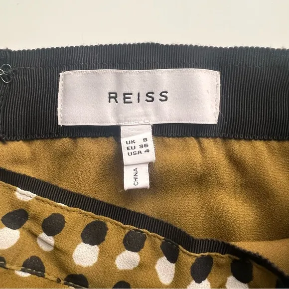 REISS Ellie Spot Print Flippy Skirt in Khaki
