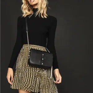 REISS Ellie Spot Print Flippy Skirt in Khaki