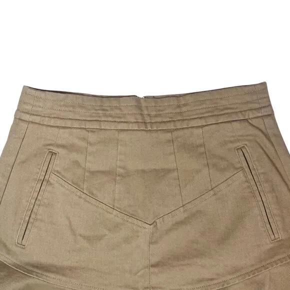 Reiss Luna Mini Skirt w/Frill Hemline Camel  Sz 6