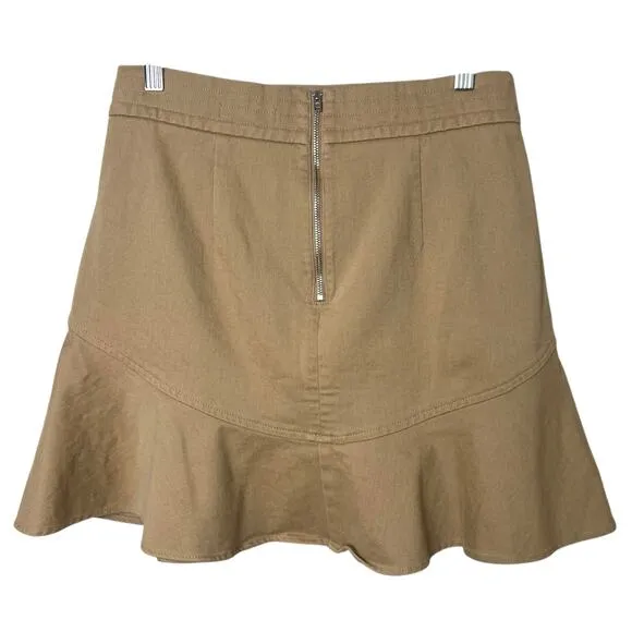 Reiss Luna Mini Skirt w/Frill Hemline Camel  Sz 6