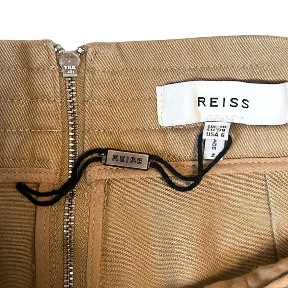 Reiss Luna Mini Skirt w/Frill Hemline Camel  Sz 6