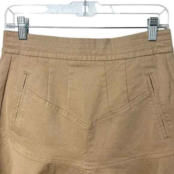 Reiss Luna Mini Skirt w/Frill Hemline Camel  Sz 6