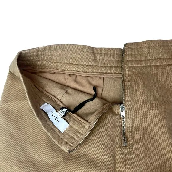 Reiss Luna Mini Skirt w/Frill Hemline Camel  Sz 6