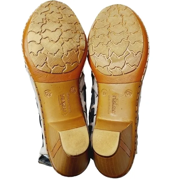 Rieker Sina Gray Leather Slingback Woven Clog Sandals Pumps Womens EU 39 US 8.5