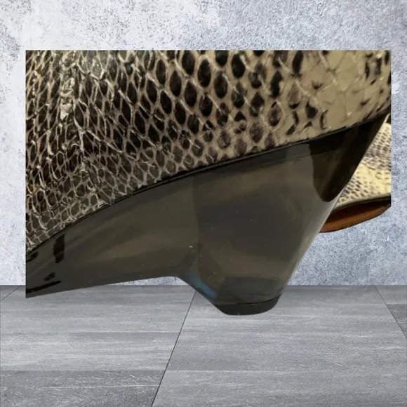 Robert Clergerie Chic Genuine Snakeskin Ankle Boots with clear wedge heel