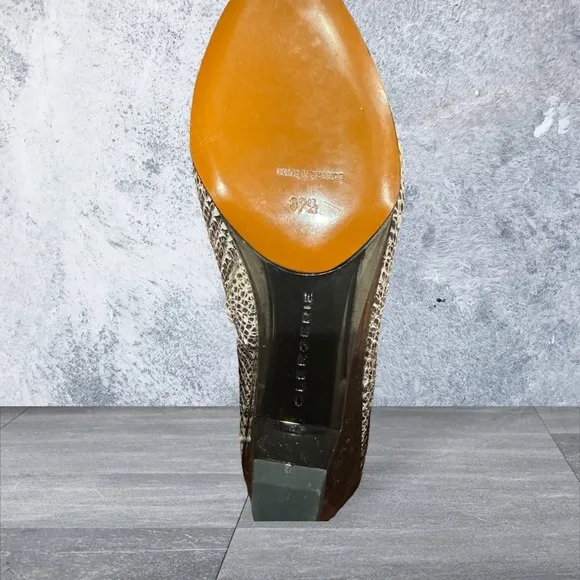 Robert Clergerie Chic Genuine Snakeskin Ankle Boots with clear wedge heel
