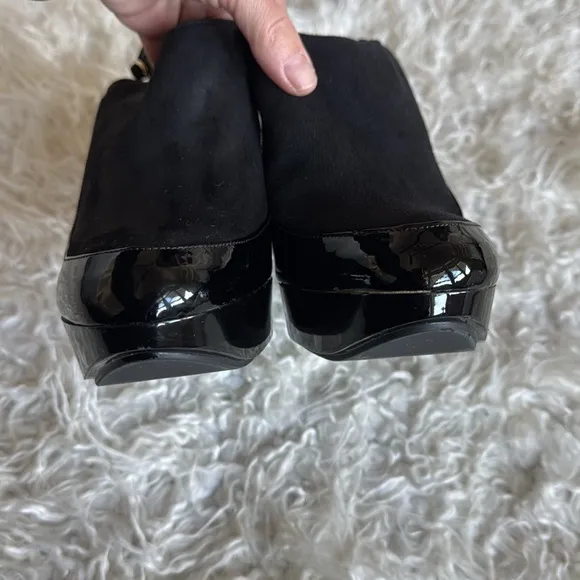 Robert Clergerie Suede Patent Leather Heels/shoes Black Sz 10 EU 41 Slingback