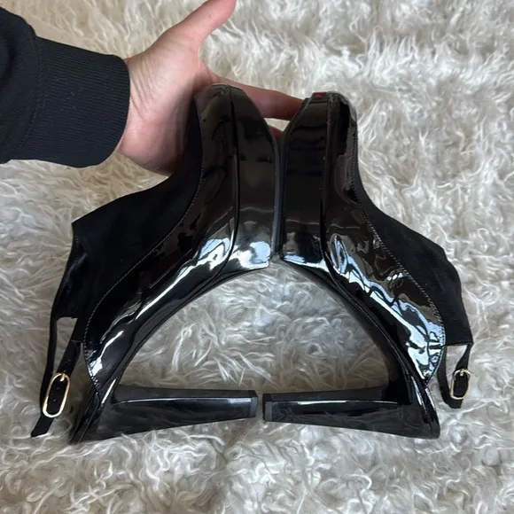 Robert Clergerie Suede Patent Leather Heels/shoes Black Sz 10 EU 41 Slingback
