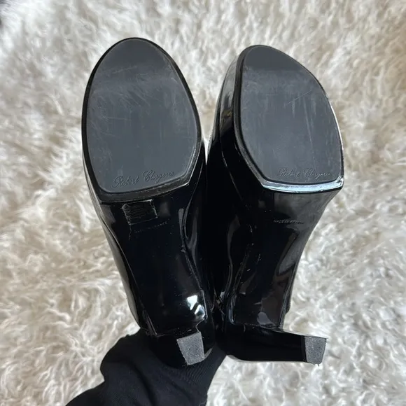 Robert Clergerie Suede Patent Leather Heels/shoes Black Sz 10 EU 41 Slingback