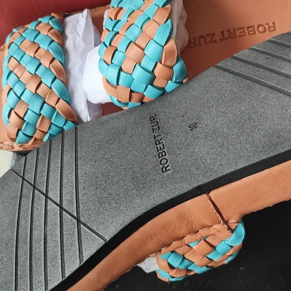 Robert Zur Blue and Brown Woven Sandals