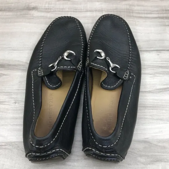 Robert Zur Driving Loafers Mens 11.5 Black Slip On Horsebit Shoes