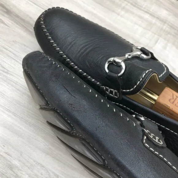 Robert Zur Driving Loafers Mens 11.5 Black Slip On Horsebit Shoes
