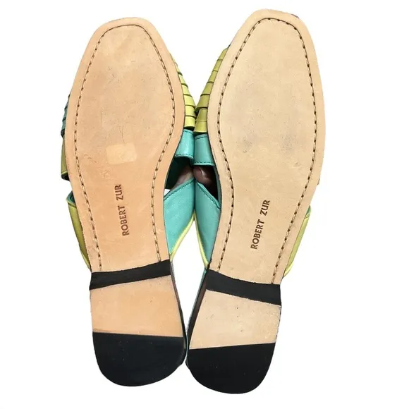 Robert Zur Woven Leather Slide Sandals Size 7.5