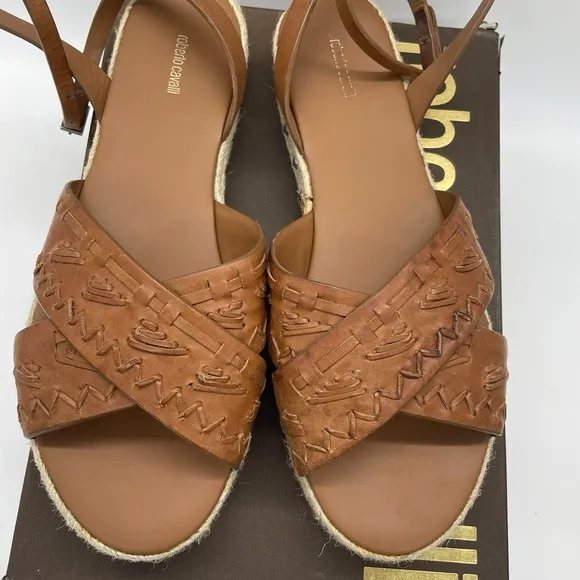 Roberto Cavalli Womens 41 Shoes Brown Platform Espadrillas Vacchetta Sandals