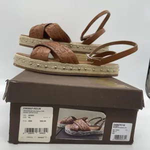 Roberto Cavalli Womens 41 Shoes Brown Platform Espadrillas Vacchetta Sandals