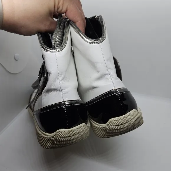 Roberto Guerrini high top sneakers white black silver made in Italy EU 45-46