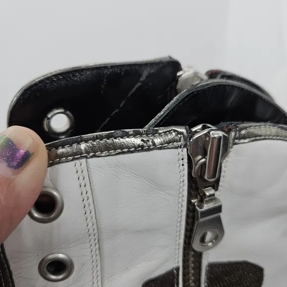 Roberto Guerrini high top sneakers white black silver made in Italy EU 45-46