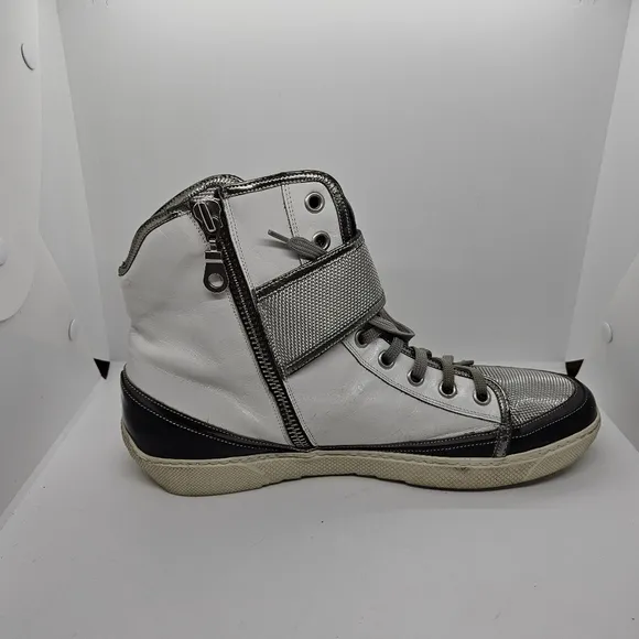 Roberto Guerrini high top sneakers white black silver made in Italy EU 45-46