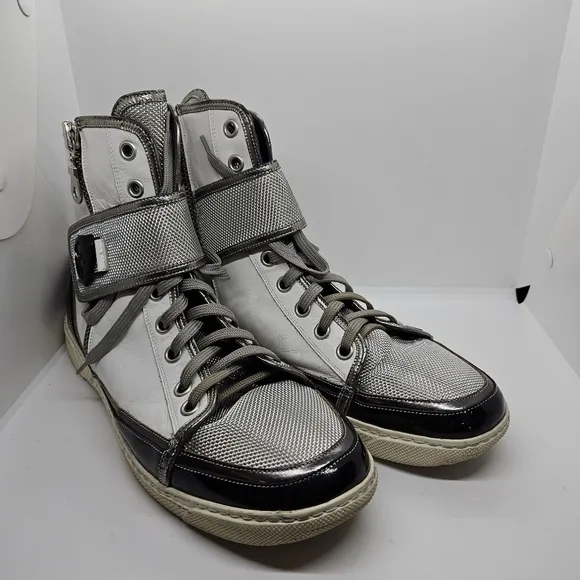 Roberto Guerrini high top sneakers white black silver made in Italy EU 45-46