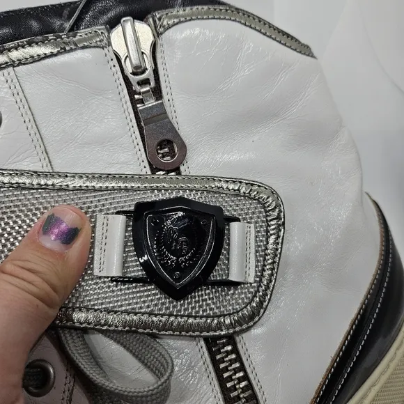 Roberto Guerrini high top sneakers white black silver made in Italy EU 45-46