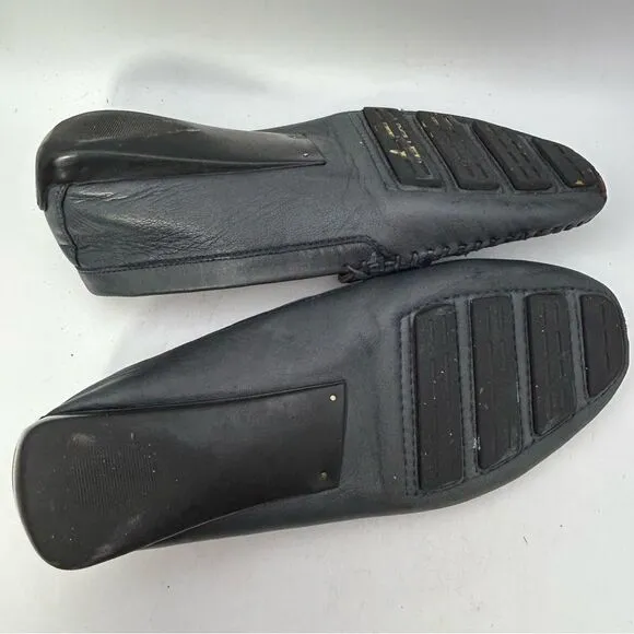 ROBERT ZUR MENS SHOES BLACK 9 leather woven loafers slip one driving luxury