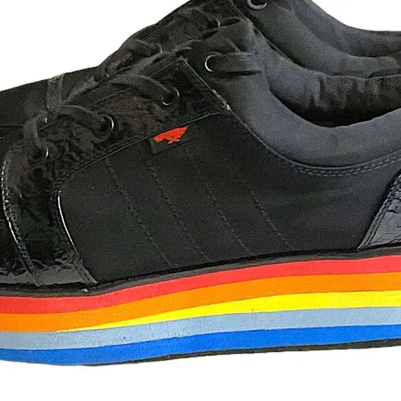 Rocket Dog Shoes Women's 11M Black Rainbow Platform Wedge Creepers Sneaker