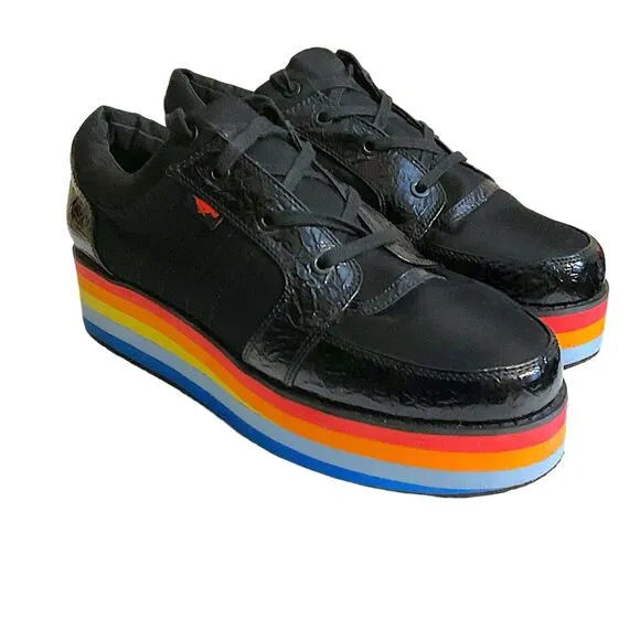 Rocket Dog Shoes Women's 11M Black Rainbow Platform Wedge Creepers Sneaker