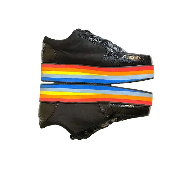 Rocket Dog Shoes Women's 11M Black Rainbow Platform Wedge Creepers Sneaker