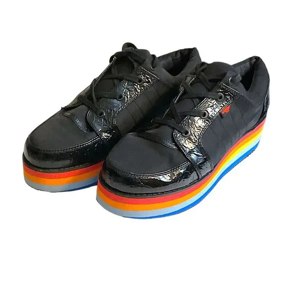 Rocket Dog Shoes Women's 11M Black Rainbow Platform Wedge Creepers Sneaker