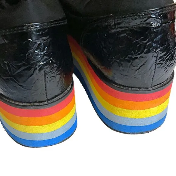 Rocket Dog Shoes Women's 11M Black Rainbow Platform Wedge Creepers Sneaker