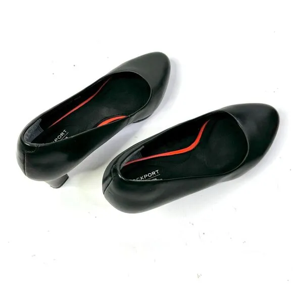 Rockport Pumps Women 9W Black Leather Total Motion Leah Shoes Classic Preppy NEW