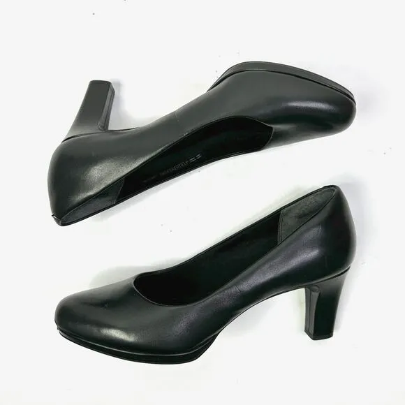 Rockport Pumps Women 9W Black Leather Total Motion Leah Shoes Classic Preppy NEW