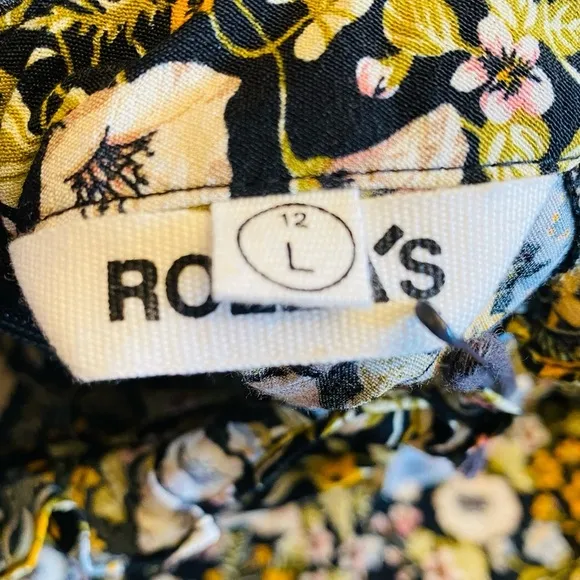 Rolla's Lizzy Elizabeth Meadow Floral Dress Black Size 12 / L NEW