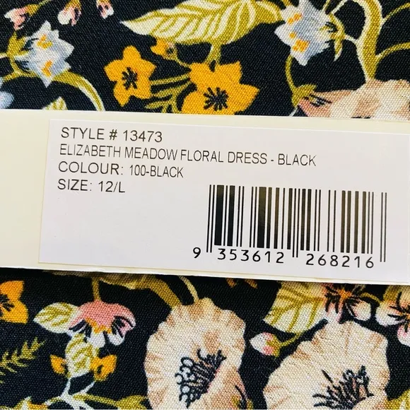 Rolla's Lizzy Elizabeth Meadow Floral Dress Black Size 12 / L NEW