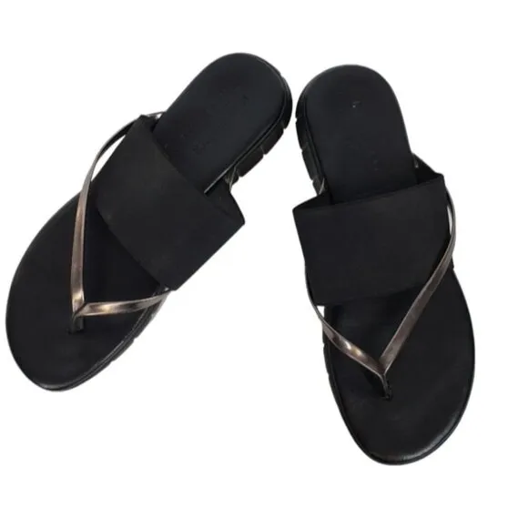 Ron White Rapisardi  Danae Thong Sandal Gold Black Size 40 Made in Ita…